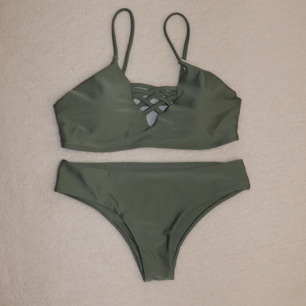 NWOT! Zaful Olive Green Bikini Set